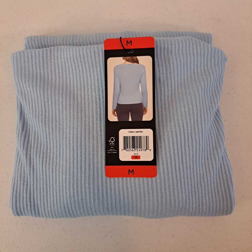 Banana Republic Ribbed Boat Neck Top Womens M Blue NWT Long Sleeve 890-239-B8 - Picture 2 of 3